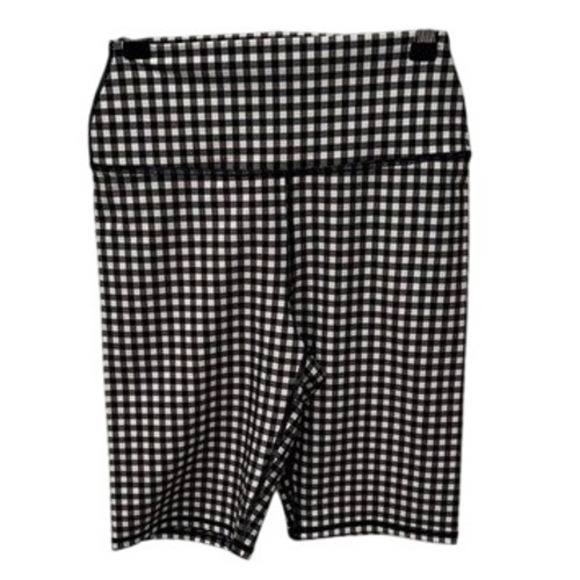 Alice + Olivia black & white checkered biker shorts - Picture 1 of 3